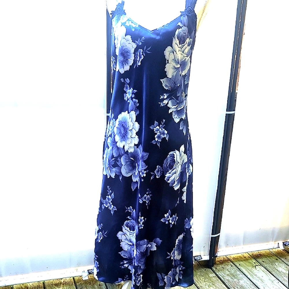Vintage Satin Floral Whimsigoth Fairy Grunge Y2K Maxi Slip Dress
